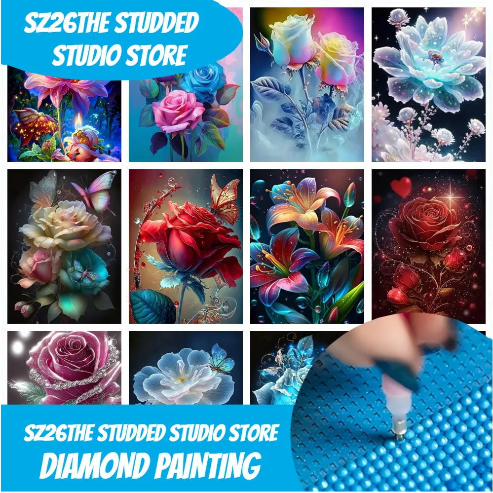 

Sz26Сшитая алмазная живопись с шипами, роза, мозаика, рукоделие, полные наборы, вышивка, цветочный домашний декор, художественный подарок, стразы