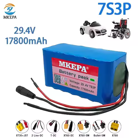 New electric wheelchair lithium battery, mobile battery, BMS protection, 7s3p, 24V, 17.8Ah, 18650 lithium battery, 29.4V, 350W