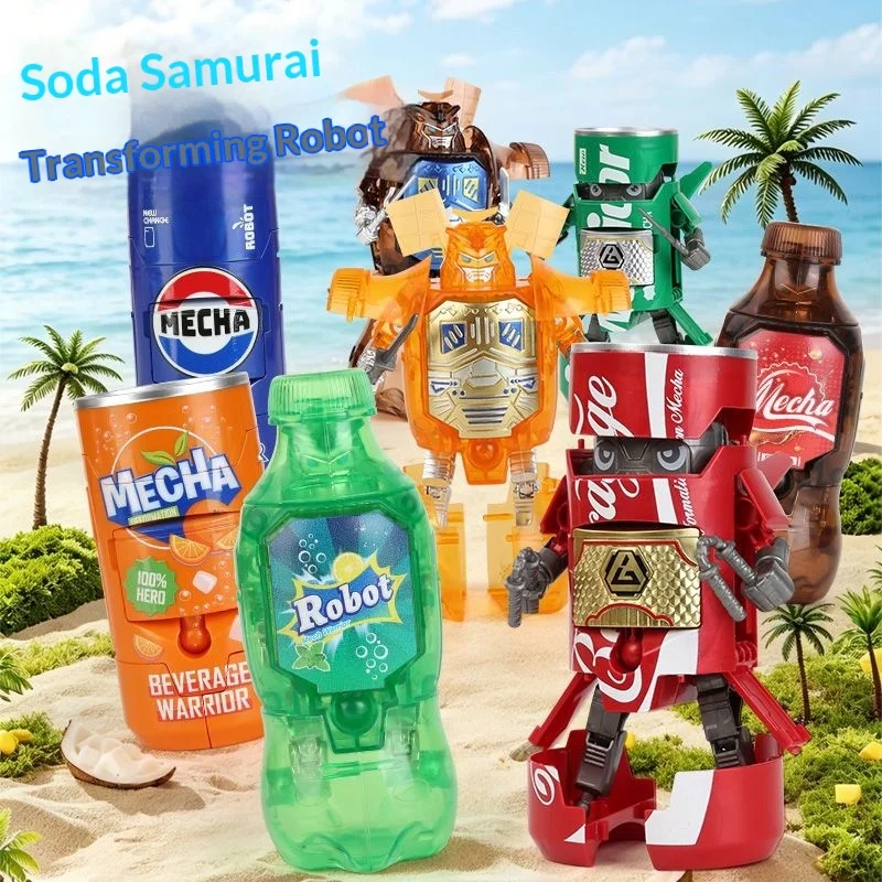 New Beverage Can Transforming Robot Toy, Soda Coke Can Deform Mecha Action Figure, Gift for Boys