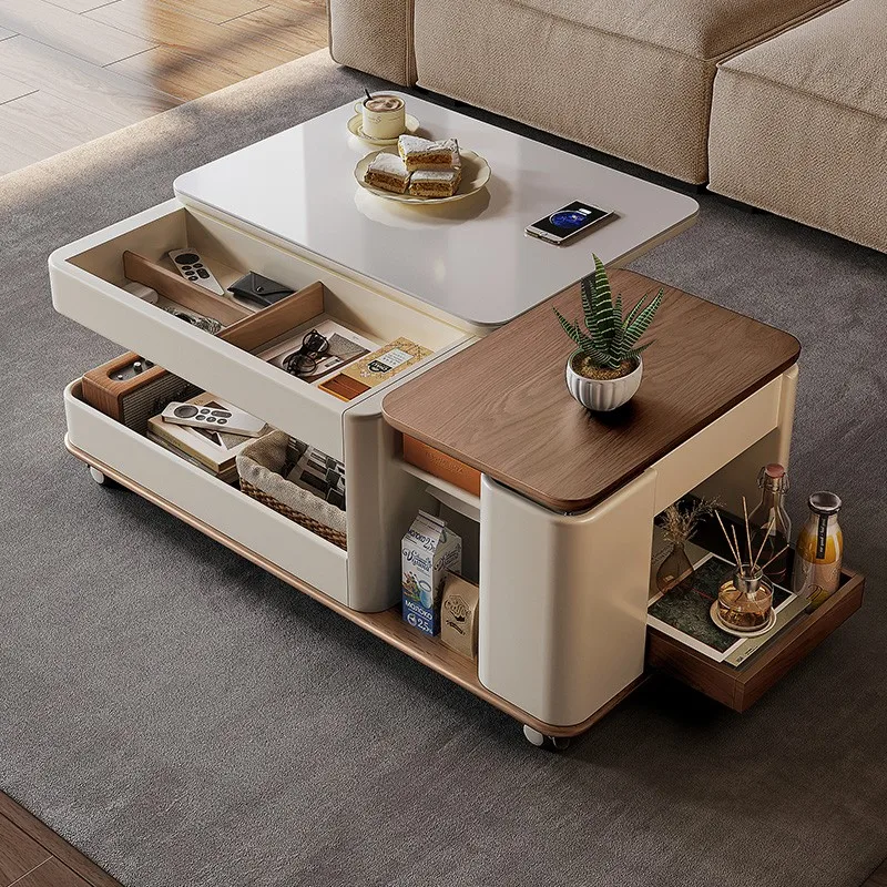 For Movable lifting rock slab coffee table Modern simple small apartment Advanced multi-functional side Living room Home