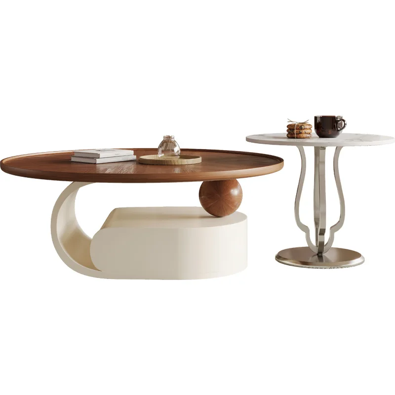 

Luxury simple living room solid wood light luxury glass creative wabi sabi cream style modern simple home