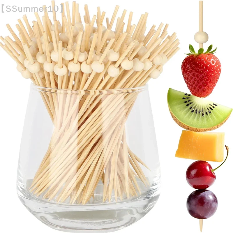 【SSummer10】100Pcs Bamboo Disposable Fruit Cocktail Forks - Prikker Skewers Food Picks for Wedding Party Appetizers【SS】