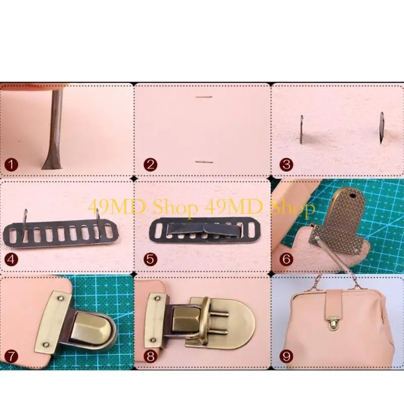 49MD Metal Clasp Turn Lock Lock Lock for DIY Handbag Base Fresure Aline