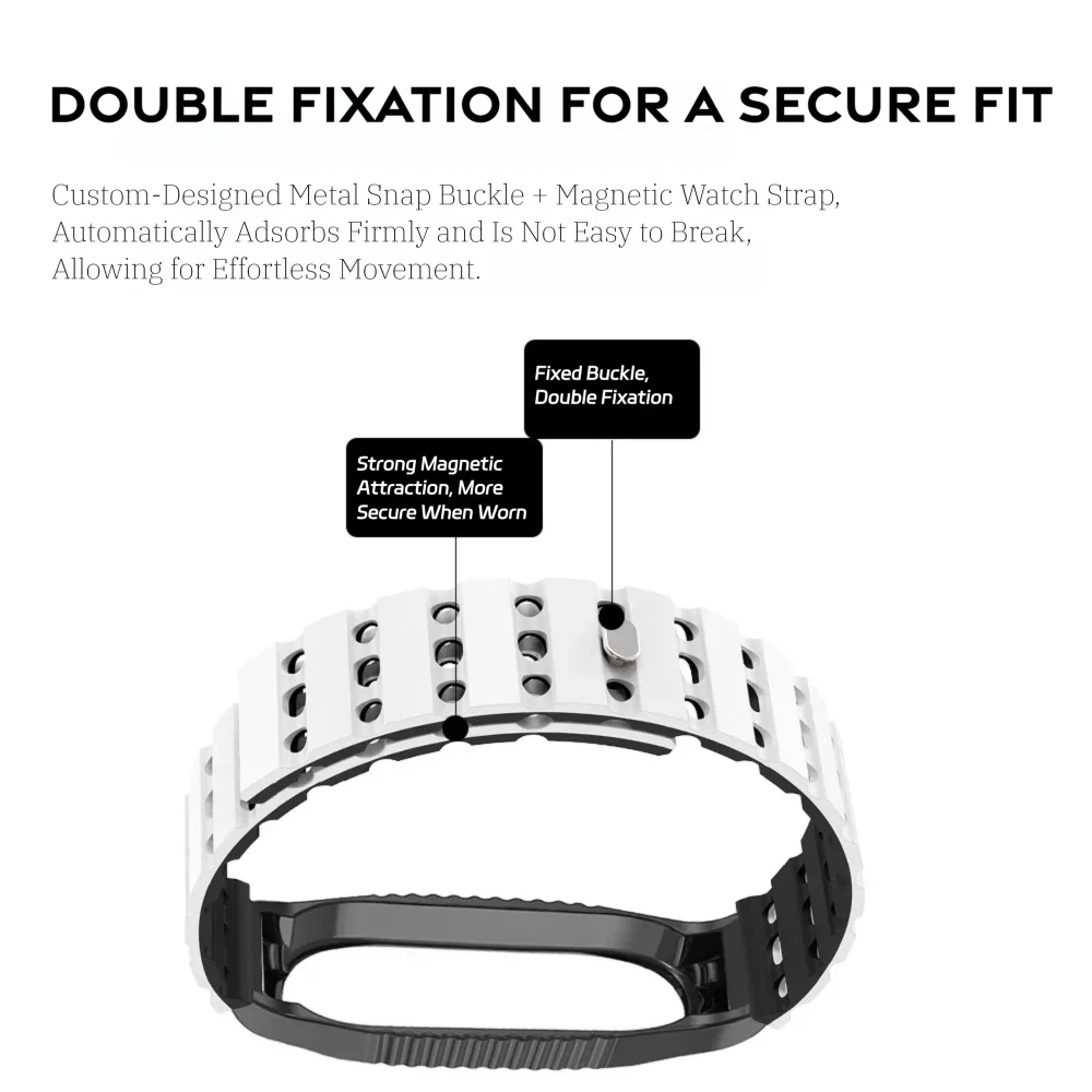 For Xiaomi Band 3/4/5 Air Hole Silicone Magnetic Watch Strap Quick Release Durable Breathable Sport Smartwatch Band Men Women