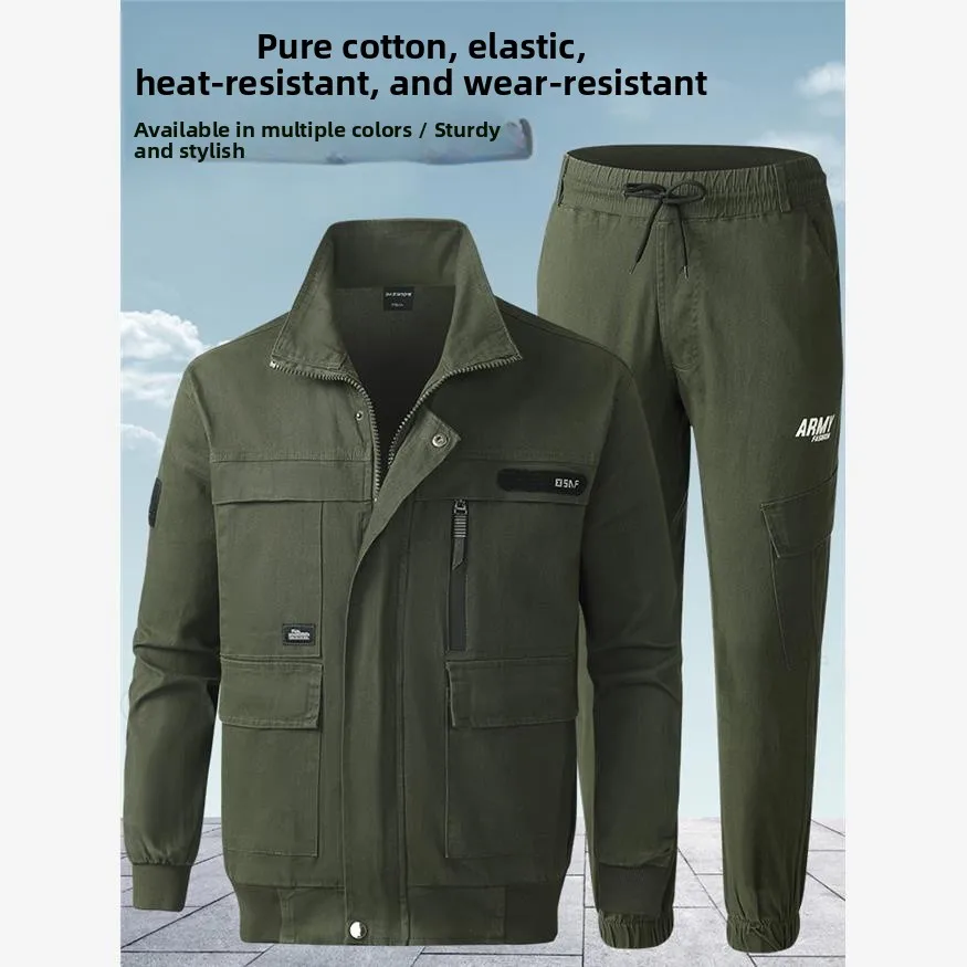 

Men's Work orm Set Pure Cotton Spring Autumn Camouflage Wear Resistant Welding Protective Clothing Multi ket