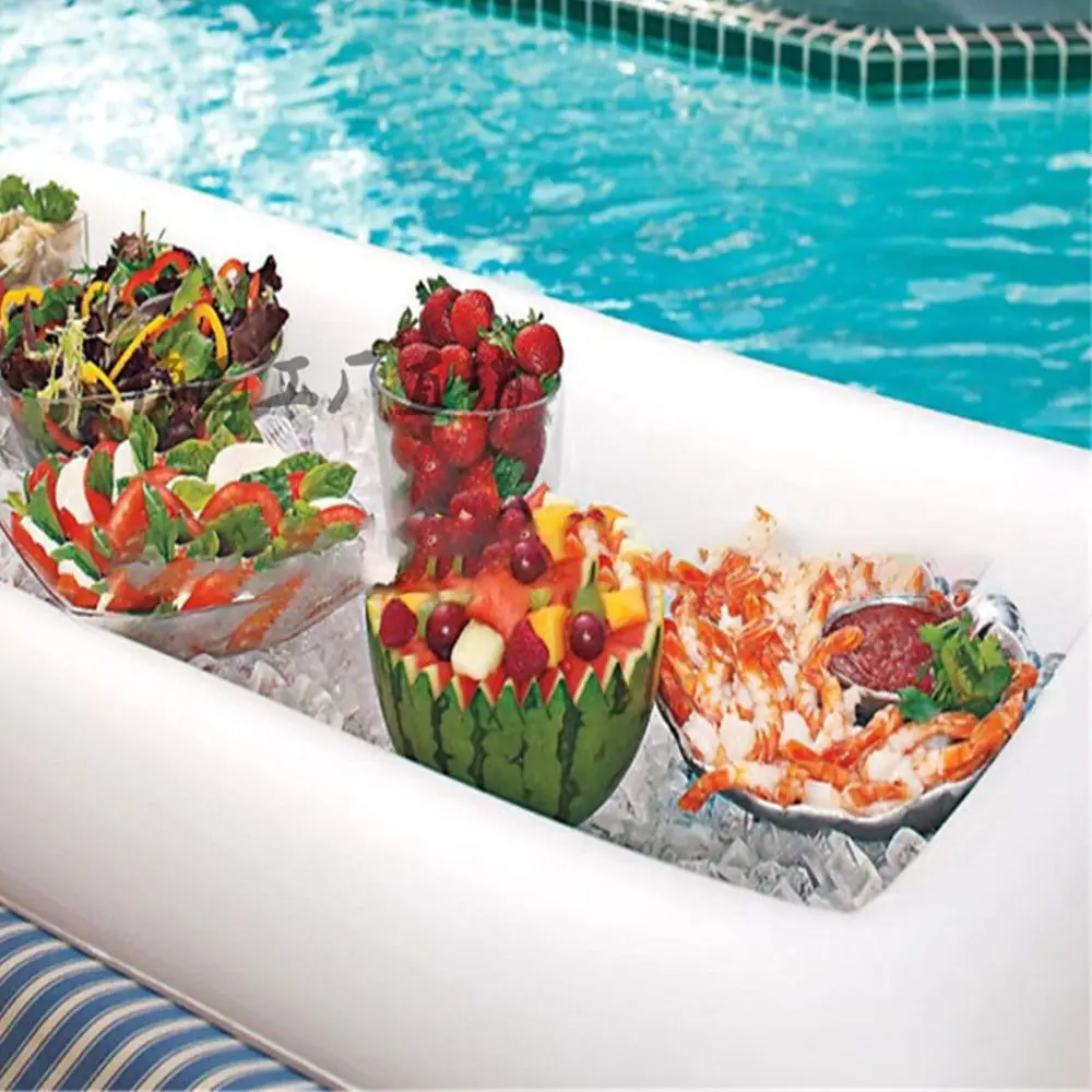 Hot Sale Outdoor Swimming Pool Drinks Cooler Food Fruit Containers Drink Float Floating Tray Inflatable Ice Bucket