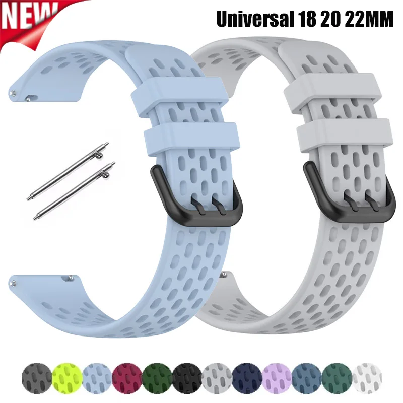 18mm 20mm 22mm Strap for Samsung Galaxy Watch 7/6/5/Gear S3/Active2 Silicone Band for Huawei GT7 GT6 6Pro for Garmin Venu 3S 2S