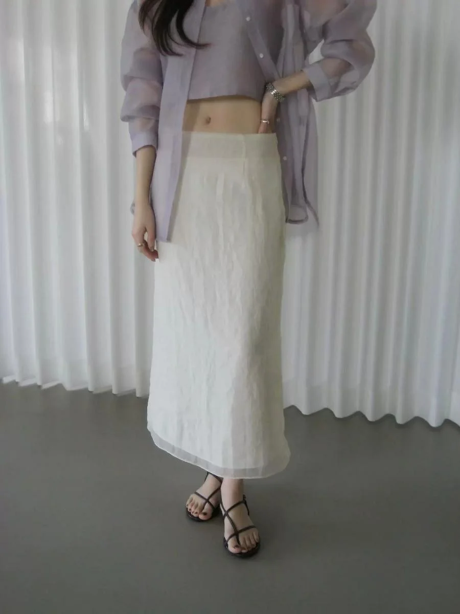 High Waist Women's Skirt Pleated Texture Gentle Drape Slimming Midi Straight Cut Skirt East Gate Folded Texture Half-length S...