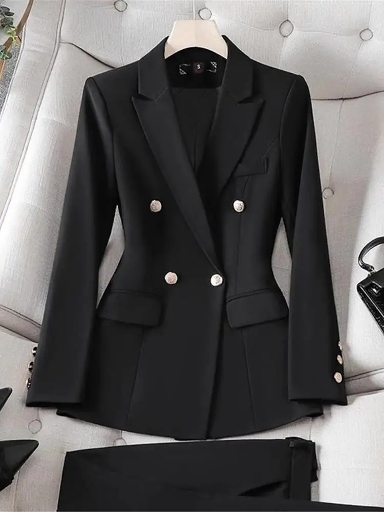 

Bla Suit Jaet Women's Busin Casual Workwear Long Sve Double Breasted Cleanfit Sle Spring Autumn New Arrival