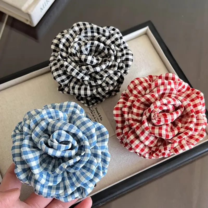 1pc Grid Flower Clip Hair Accessories for Women - High-End New Early Spring Simple Ponytail Braid Hairpin