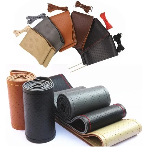 Funda de cuero genuino para volante de coche, camión, autobús, 42/45/47/50 CM, para VOLVO FH FM BENZ IVECO FIAT SCANIA DAF MAN DEUTZ RENAULT