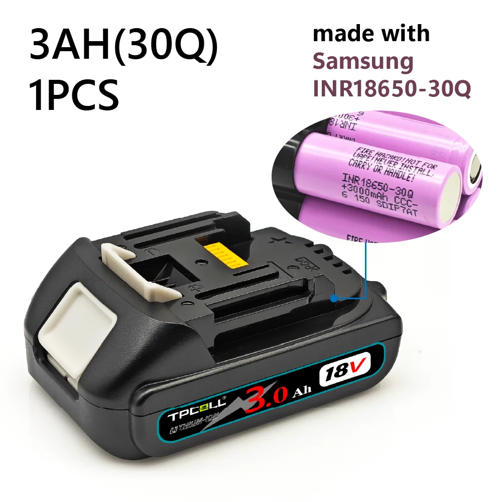 Bl1830 3ah/2.5ah para makita 18v bateria ferramentas elétricas li-ion substituição lxt bl1825 bl1820 para 18 v chave de fenda com bms tpcell