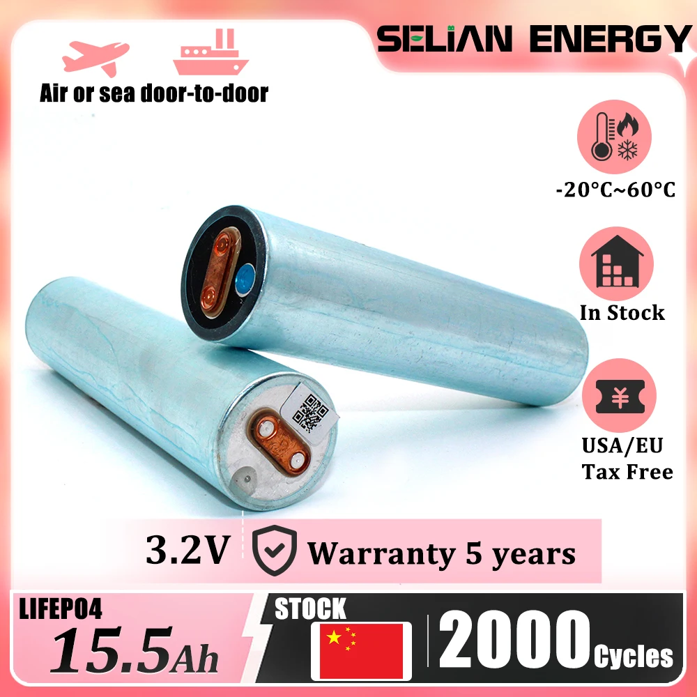 SelianEnergy 3.2V 33140 Lifepo4 akumulator cylindryczny klasy 15Ah komórki DIY 4S 12V 24V pojazd elektryczny baterie kempingowe