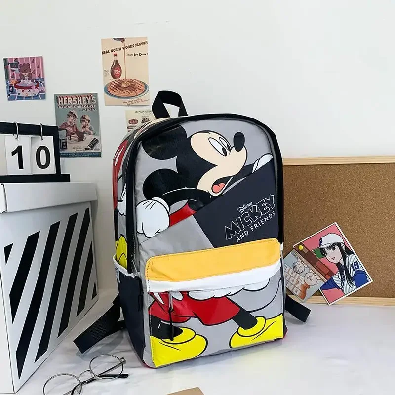 Saco de escola dos desenhos animados da disney mickey mouse mochila impressa bonita e leve para meninos e meninas, bolsa de faculdade nova