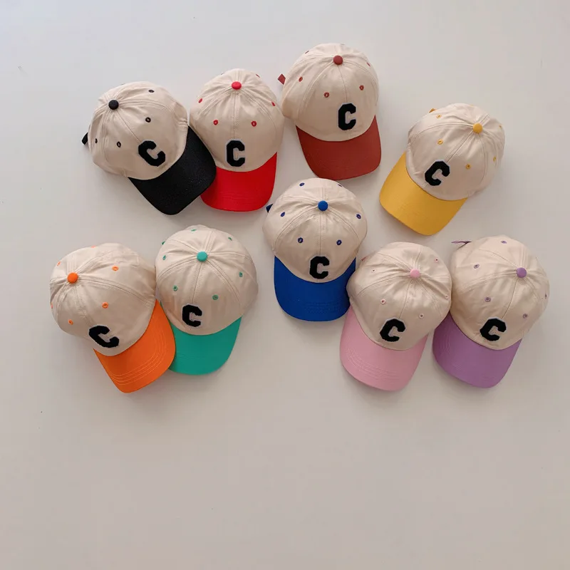 Autumn Baby Baseball Caps Letter C Pattern Kids Boys Girls Sun Hats Cotton Spring Children Peaked Cap 9 Colors