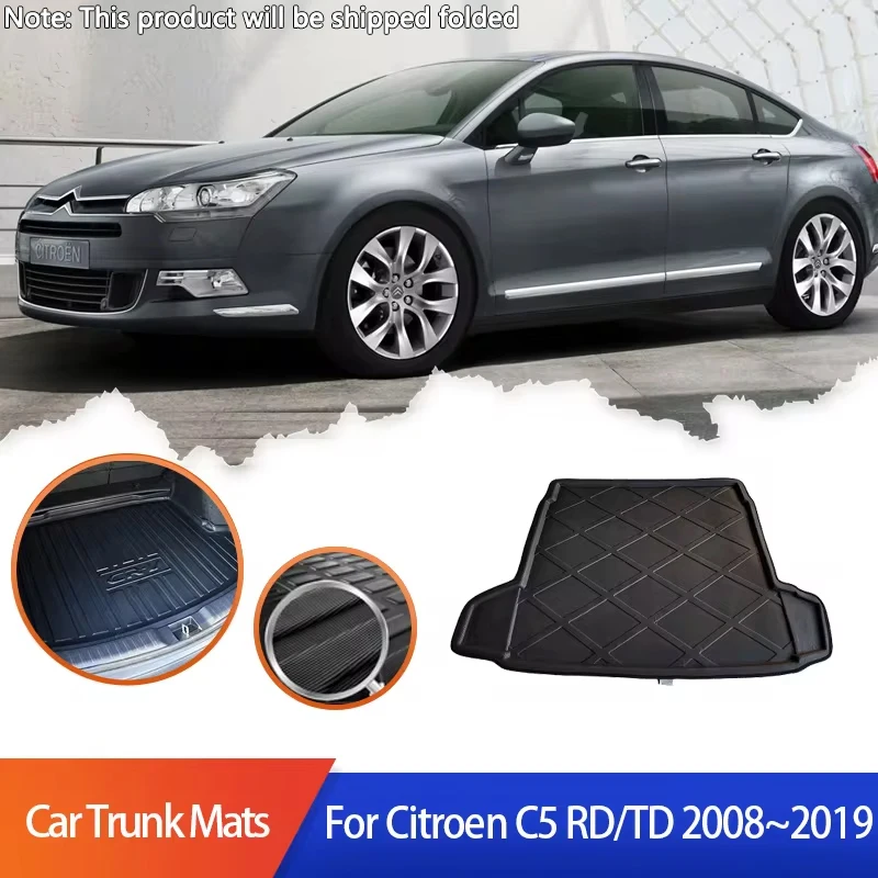 Car Trunk Mat For Citroen C5 RD TD 2010 2012 2015 2008-2019 Rear Trunk Protector Pad Boot Carg Cover Tray Liner Auto Accessories