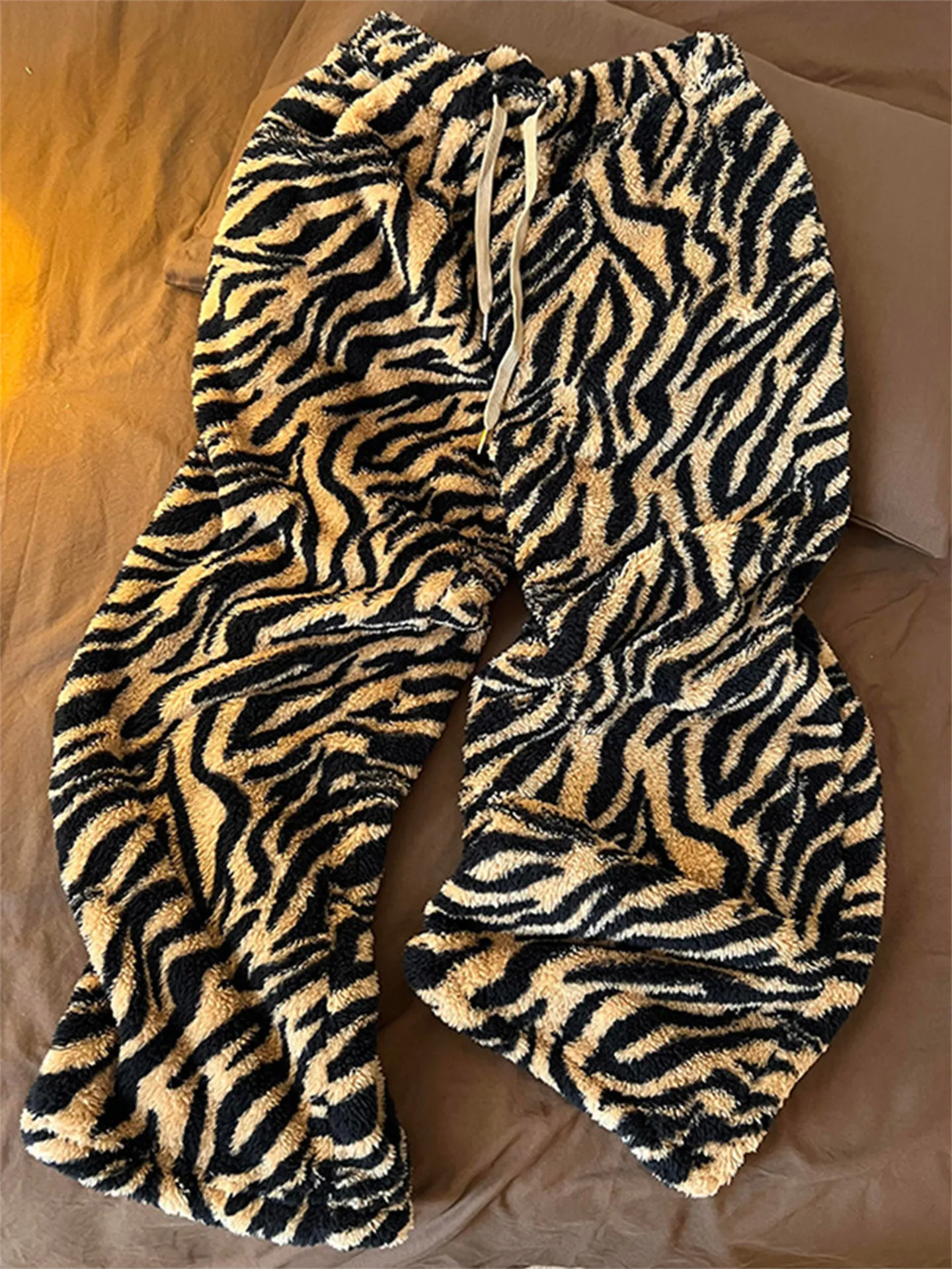 

Мужские повседневные брюки в стиле ретро с американским леопардовым принтом, хлопковые, на флисовой подкладке, широкие спортивные штаны, с эффектом люкс, из овечьего вельвета