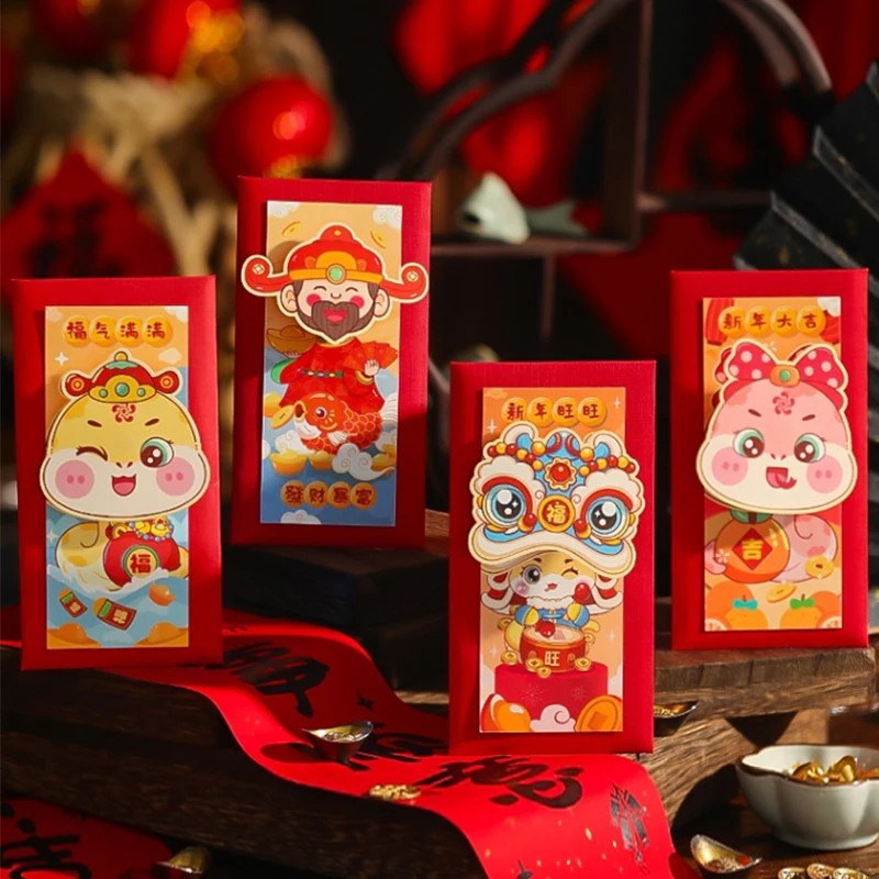 2025 Festival de Primavera Sobre Rojo Zodiaco Chino Año Serpiente Sobres Rojos Año Nuevo Chino Paquetes Rojos Lucky Hongbao 3D