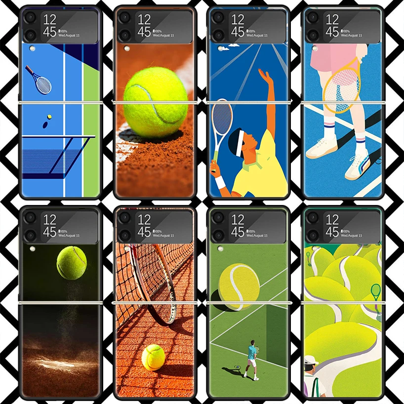 Tennis Sport Phone Case For Samsung Z Flip 7 6 5 4 3 Galaxy ZFLIP7 ZFlip6 5G Flip5 Flip4 Flip3 5g Black Hard Cover