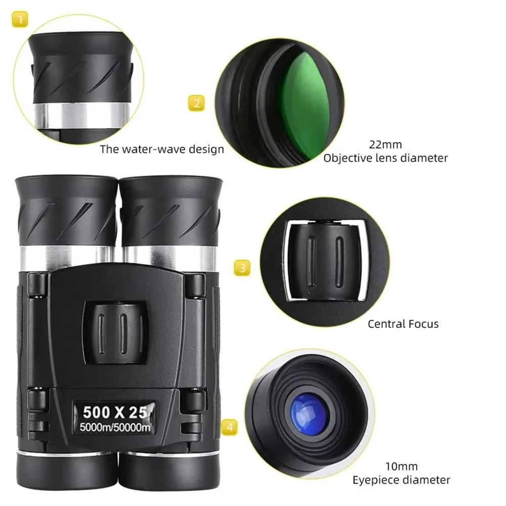 Customizable 500x25 HD High-Magnification Binoculars Mini Portable Outdoor Night Telescope Bak4 Prism image 4