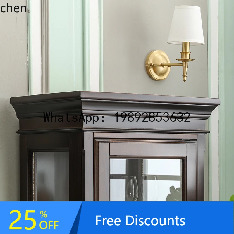 

rural light luxury wine cabinet against the wall, simple living room glass storage storage display t by the dining side