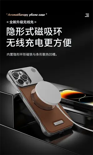 Luxury Magnetic Leather Aromatherapy Phone Case For iPhone 11 12 13 14 15 16 17 Pro Max Plus Wireless Charging Borderless Cover - Image 2
