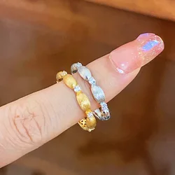 Foydjew Italian Retro Jewelry Geometric Design Silver/Gold Color Rings Inlaid Small Zircon Simple Ring Tail Ring For Women