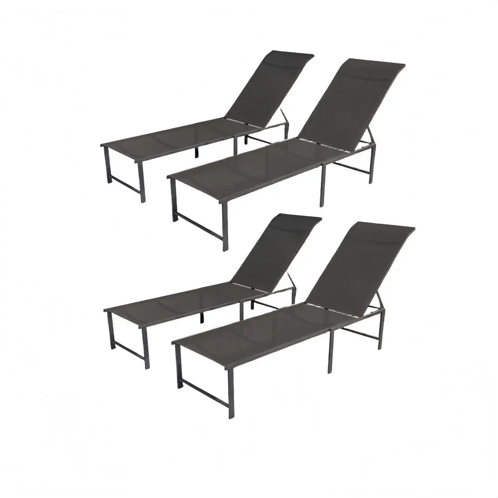 

Chair Outdoor Set of 4, Foldable amp Assembly Free Aluminum Chaise Lounge Chair with 5Position Recliner, Pool Lounge Chairs for