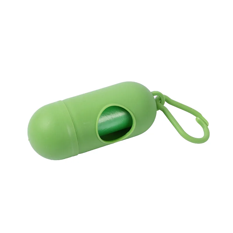 Portable Pet Waste Bag Dispenser Pill Shape Bullet-Shaped Garbage Box Cats Dogs Poop Extractive Clean-up Bags Outside Walking