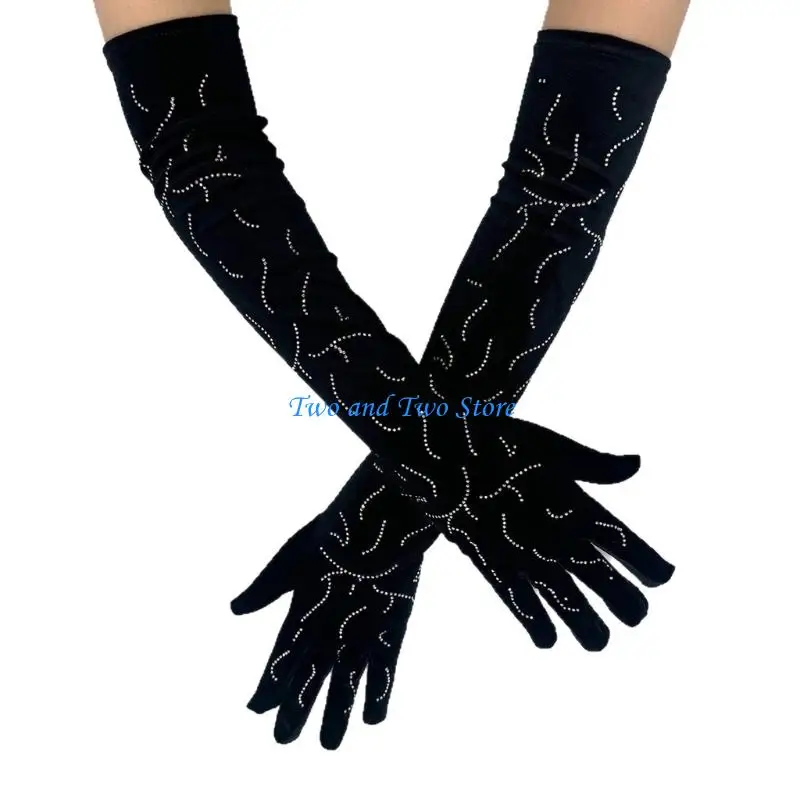 

HX6F Elegant Gloves Bridal Sleeves Long Cool Gloves for Proms Concert Evening Banquet Accessory Operas Gloves