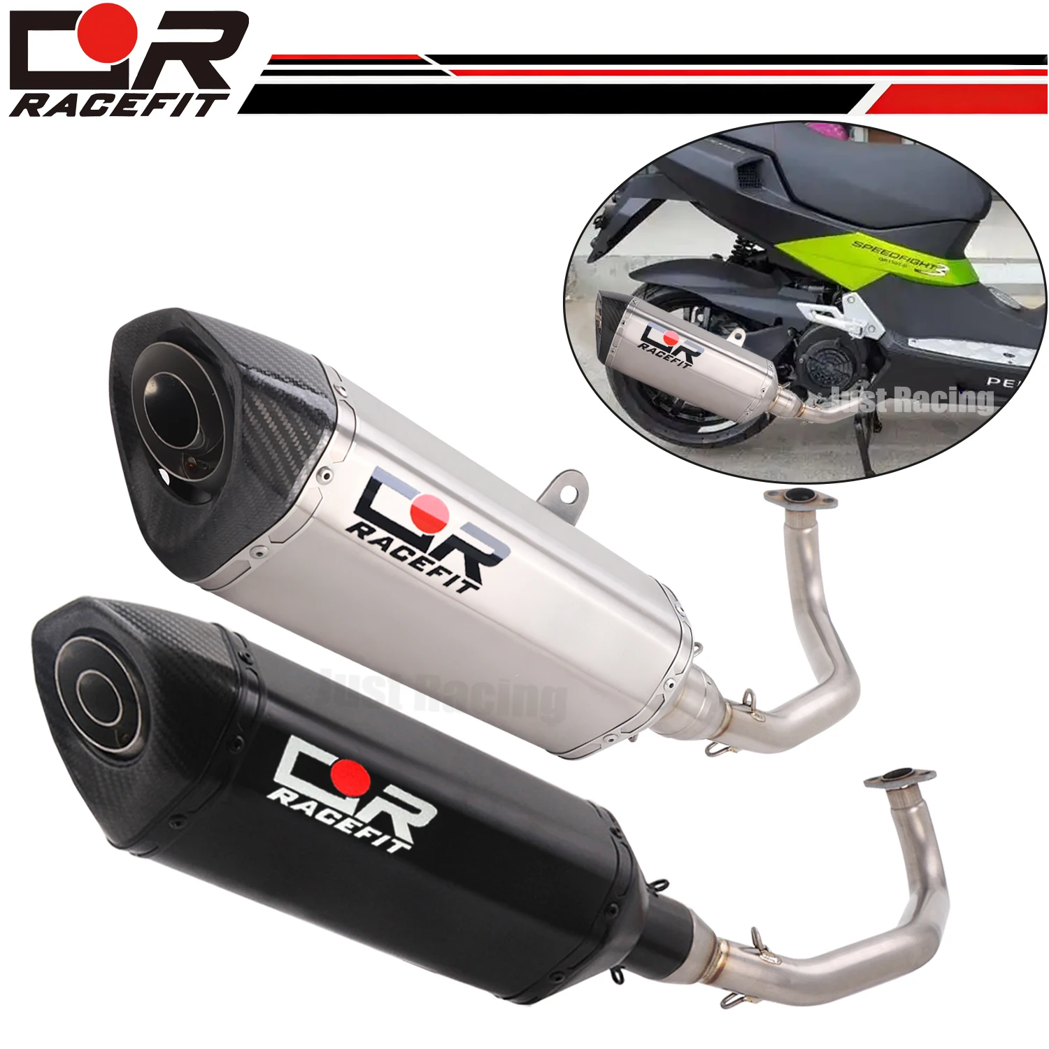 For Peugeot SF3 Speed Fight 3 Titanium alloy Full Exhaust Systerm Header Front Link Pipe Carbon Muffler Slip On