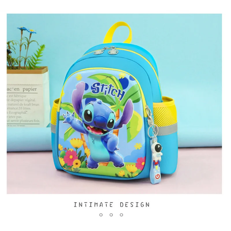 Disney Stitch Student Schoolbag, bonito dos desenhos animados, leve, grande capacidade, almofada de ombro, mochila infantil impermeável, novo