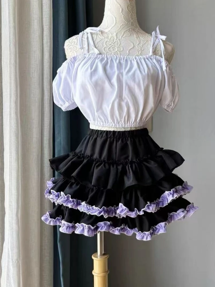 Falda acampanada coreana Sle, falda acampanada de Ballet Sle, falda con pastel de calabaza, cintura alta, transpirable, agradable a la piel, longitud f para mujer