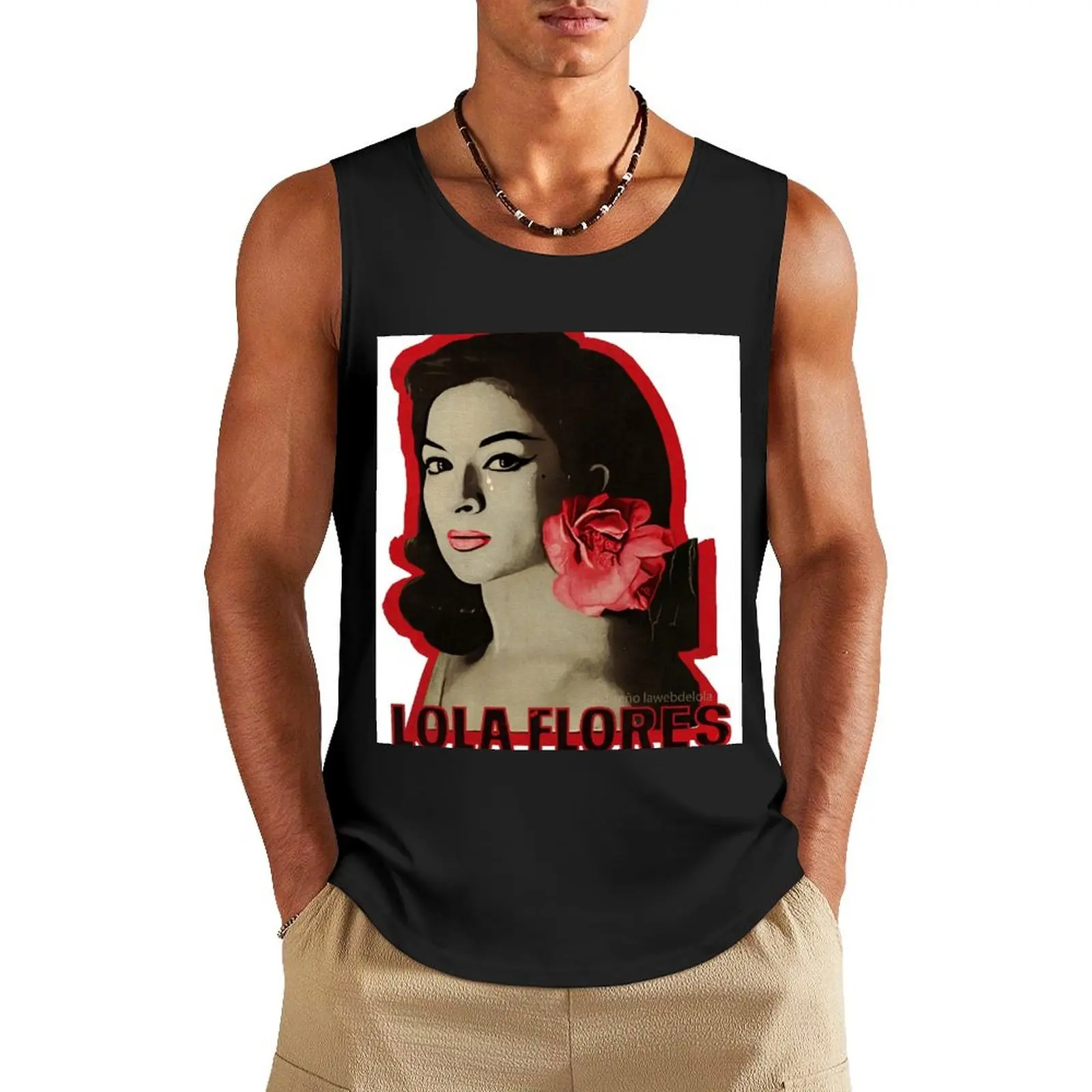

Lola Flores Red Flower Tank Top Top sexy clothes men