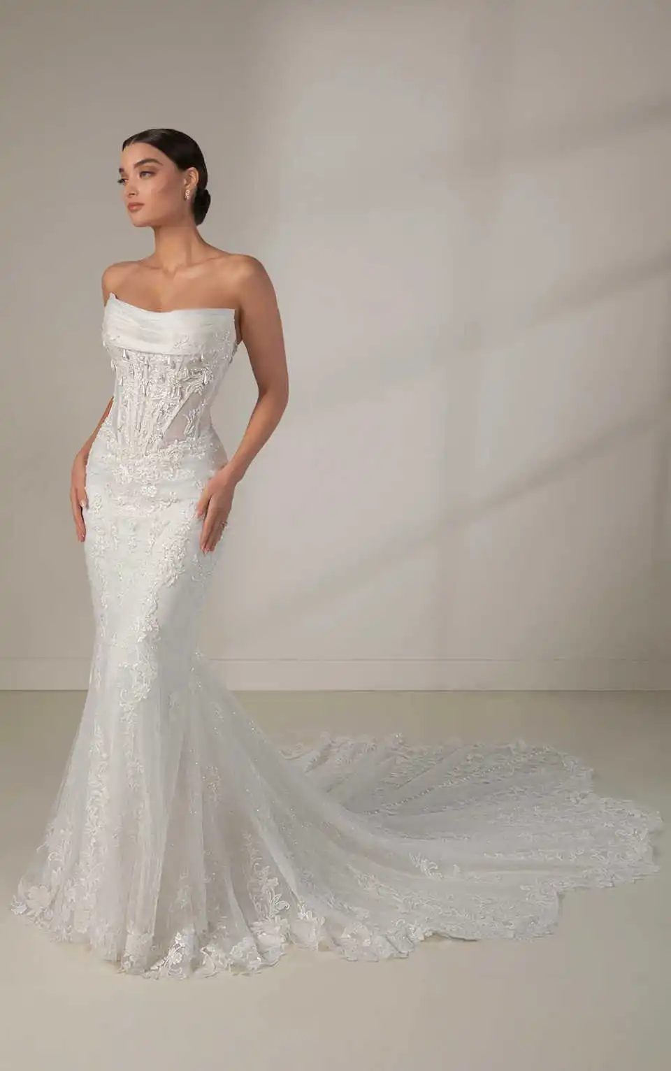 Crystal Gorgeous Customized Mermaid Wedding Dress With Appliques Strapless Floor-Length Princess Bridal Gowms Vestidos De Novia