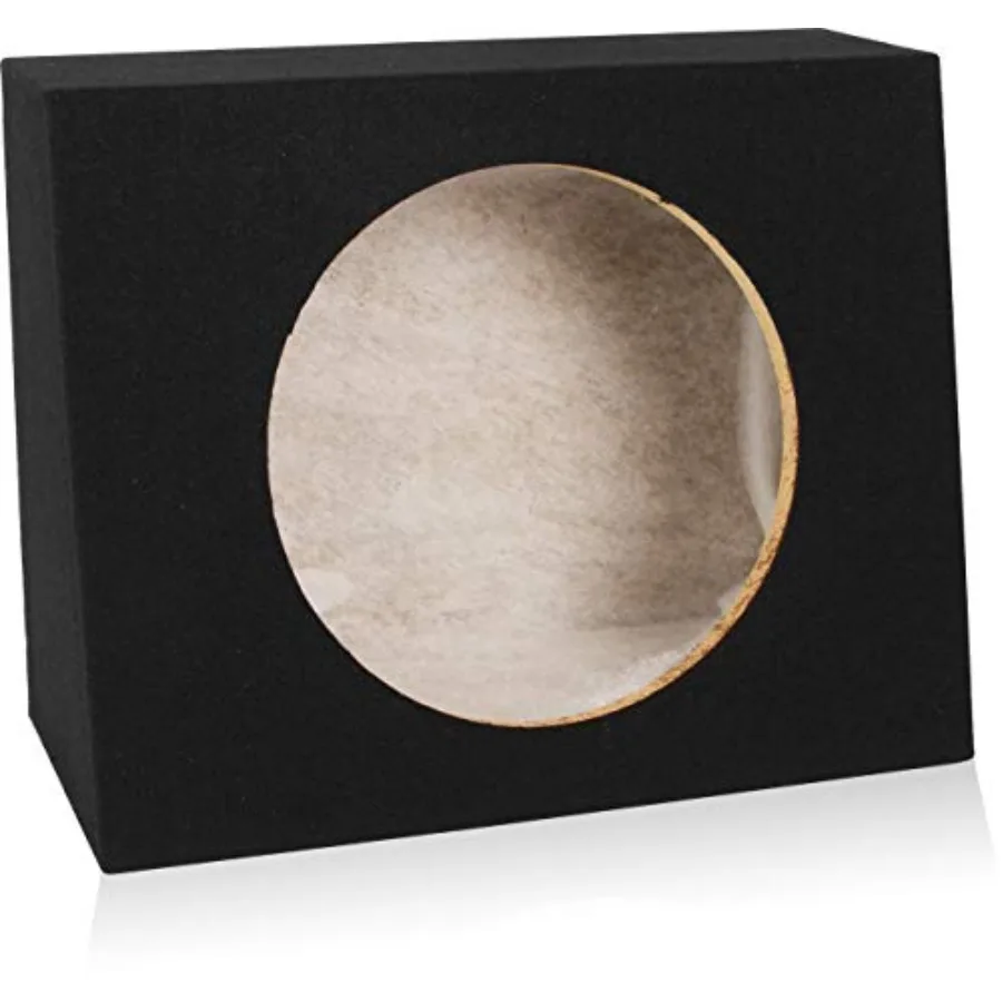 

Truck or hatchback subwoofer enclosure: 5/8 MDF, black carpeted, shallow design, CARB compliant, 0.75 cu ft air space, polyfill