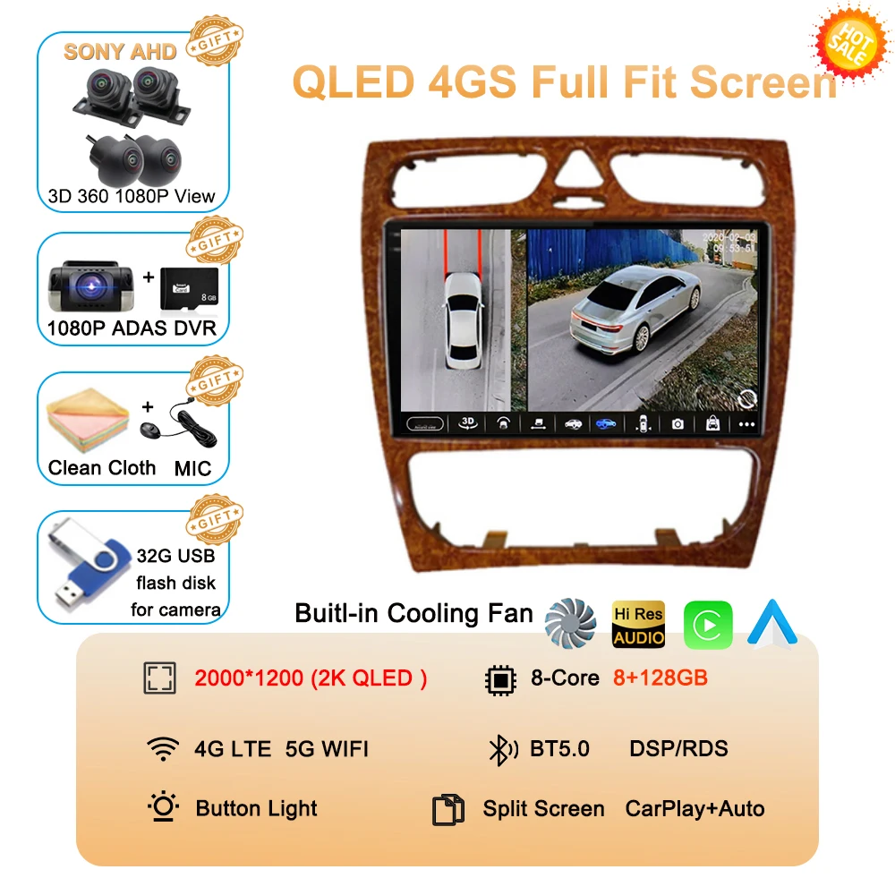 Android 16 autoradio multimediasysteem voor Mercedes Benz W203 Vito W639 Vaneo CLK W209 W210 CarPlay navigatie GPS 4G BT
