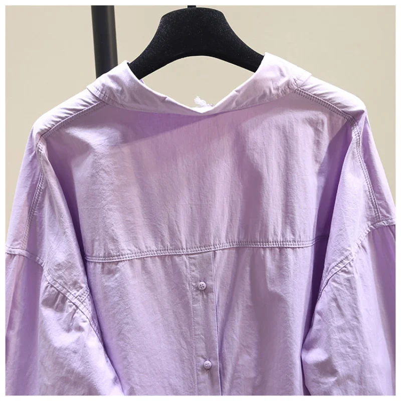 เสื้อคาร์ดิแกนแขนยาวสีพื้นสำหรับผู้หญิงทรงหลวมและอเนกประสงค์แบบมีรอยผ่าด้านหน้าความยาวปานกลาง