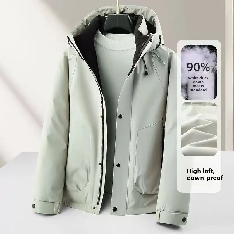 2025 Autumn/Winter New Men's Hooded Down Jacket 90 Duck Down Thickened Warm Youth Leisure Outdoor Cold proof Clothing