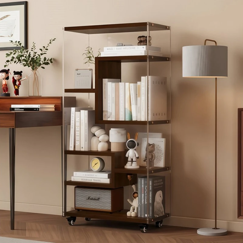 Solid wood Multi-layer bookshelf save space household rotatable shelves movable large capacity estanteria living room furniture