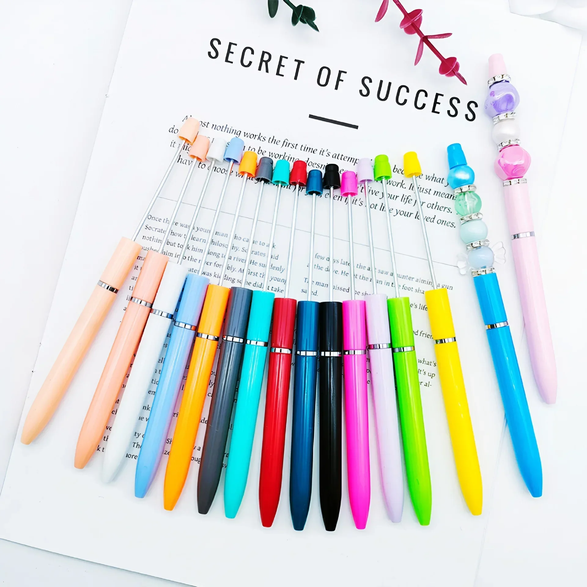 

50 шт. длинная ручка из бисера DIY ручная работа из бисера пластиковая шариковая ручка творческая личность длинная ручка из бисера подарочная ручка