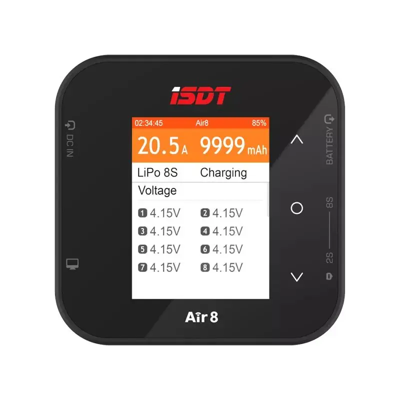 ISDT Air8 500W 20A Lipo Balance Battery Charger Discharger DC 1-8S for Li-po Li-hv Li-fe NiMH Ni-cd Pb with 2 Free Plugs Toys