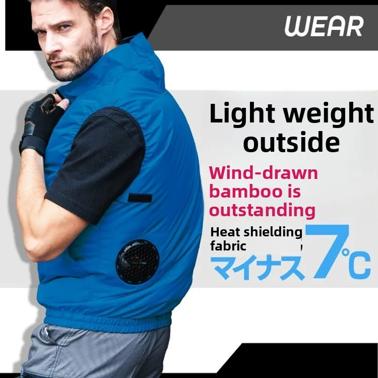 

Вентилируемый жилет с кондиционером для мужчин: летняя рабочая одежда, охлаждающая куртка из полиэстера, нейлона и композитного волокна, тонкая, на молнии.