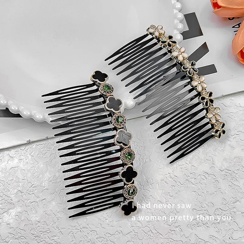 4pcs/set Luxury Rhinestones Pearls Flowers Hair Combs For Women Elegant Hair Ornament Quick-fix Hair Headband Hair Accessories