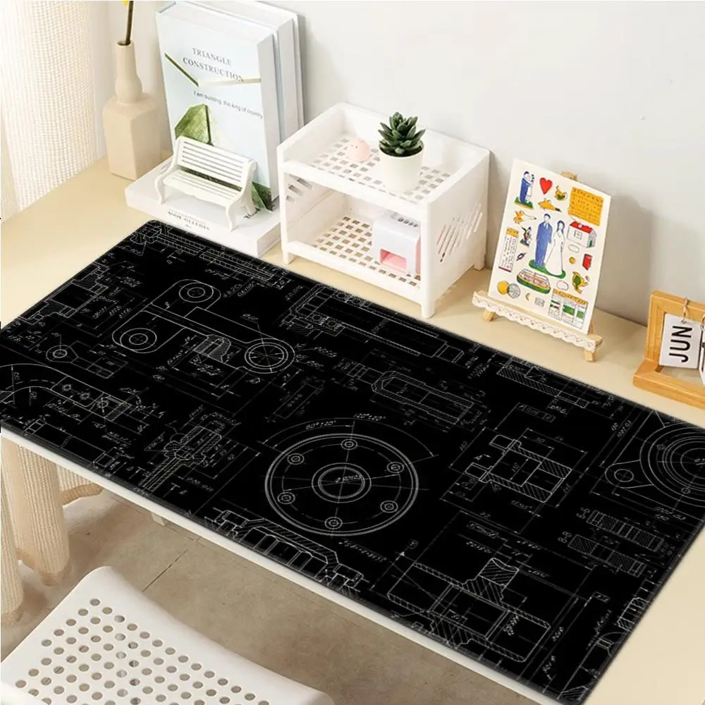 Mouse Pad Gaming Accessory Mechanical Drawings Home Large HD Mousepad XXL MousePads Natural Rubber Carpet Non-Slip Table Mat