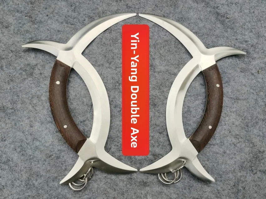 Stainless Steel Eight Trigrams Double Dragon Single Double-Sided Spine Martial Arts Equipment Unsharpened Short Weapon