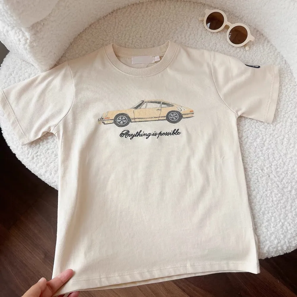 Summer T-Shirts baby Clothes Casual Boys Tees Retro Sports Car Pattern T-Shirt Boys Girls Cartoon Printed Short Sleeve T-Shirt