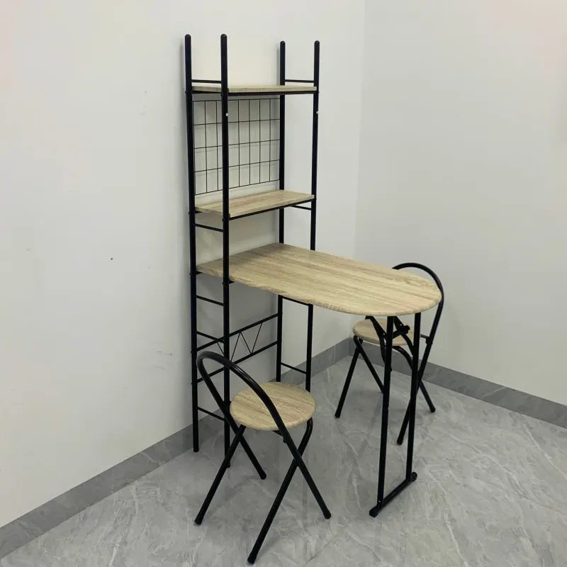 Folding tables and chairs against the wall Original light luxury Internet celebrity manicure Work table Kitchen Bedroom Balcony