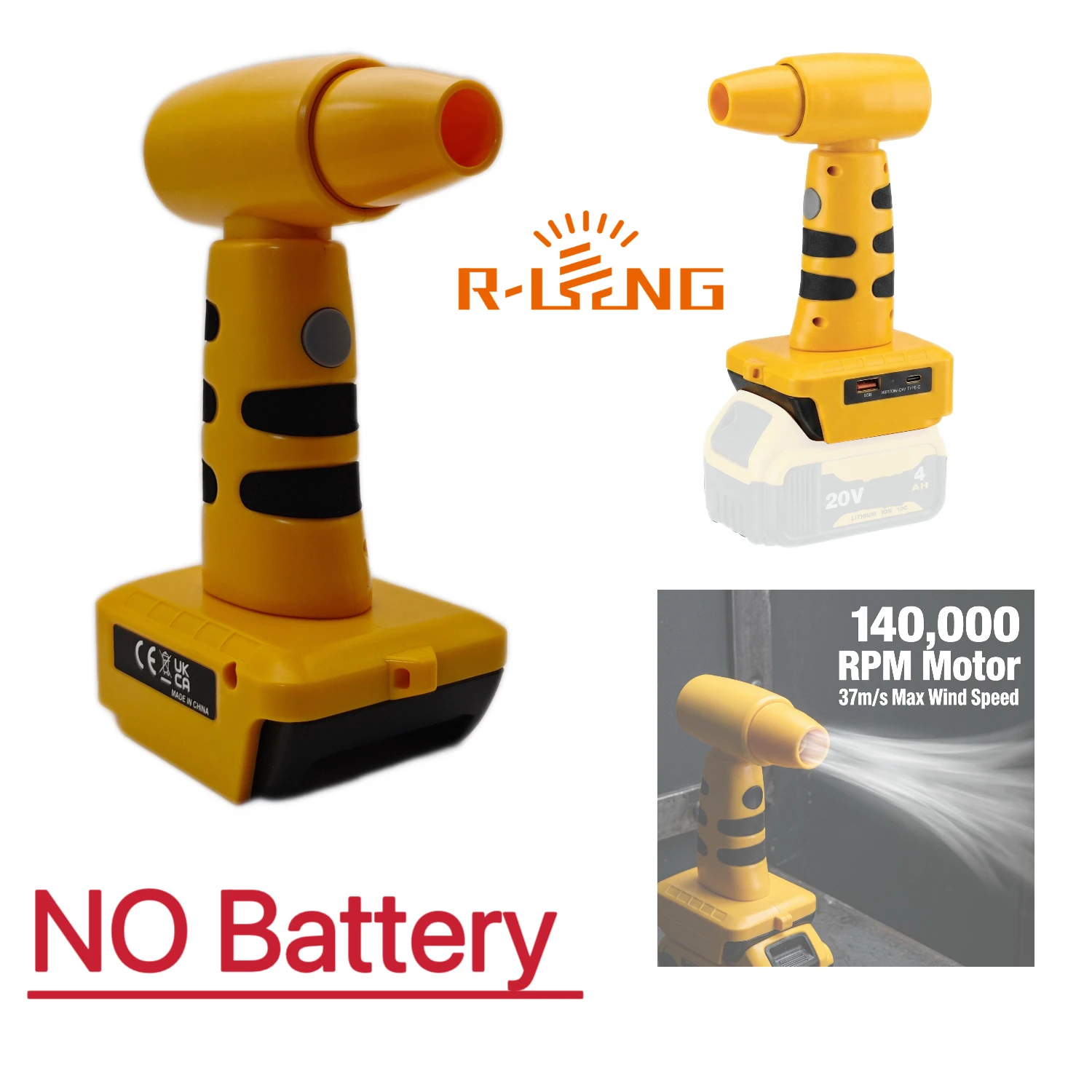 

For Dewalt 18V Li-ion 3-Speed Handheld Leaf Blower with USB Charging Port for Home Cleaning Cordless Portable Hair Dryer Blower