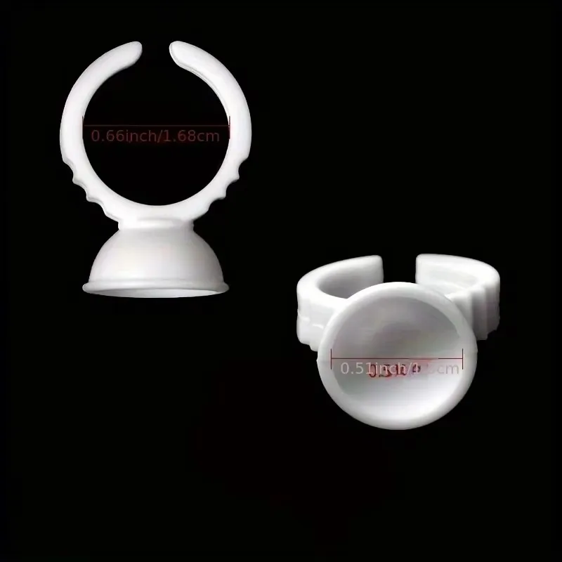 100 weiße Einweg-Kleberhalterringe, Klebeschalen, Augenbrauen-Tattoo-Pigment, Wimpernverlängerungsbehälter, Ringbecher